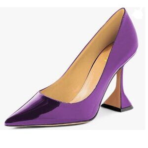 YDN Purple Pointed Toe Slip on Pumps Special High Heel Shoe for Party Prom Lady